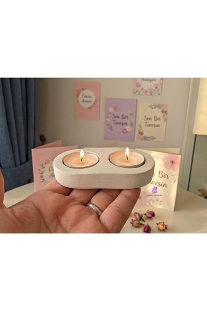 10cm 2-Piece Double Tealight Candle Holder Silicone Mold K-1215, Polyester Cement Stone Powder Plaster Mold