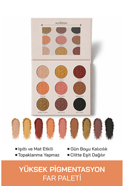 saコスメ Sentinus Holy Göz Farı Paleti | 9'lu Mat & Işıltılı Eyeshadow