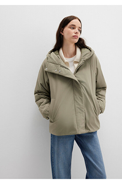 Mavi Kapüşonlu Haki Ceket Loose Fit / Bol Rahat Kesim 1110762