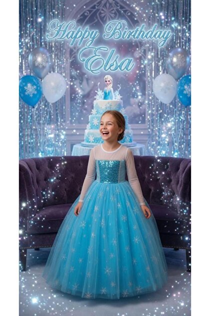 Lizsa Girl's Snow Princess Elsa Costume - Girl's Princess Elsa Dress-  Trendyol