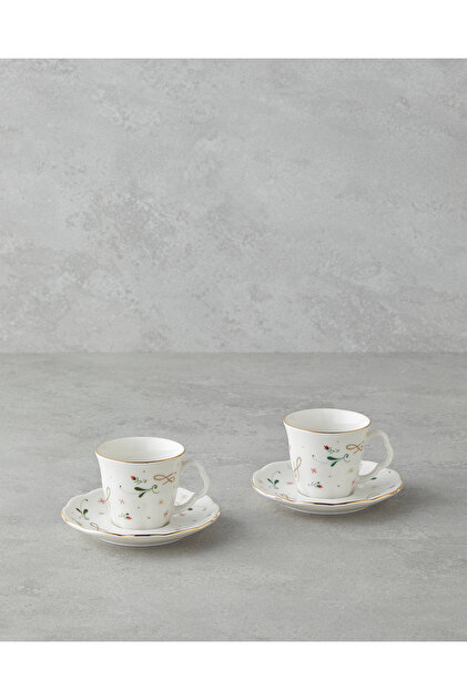 Floria Bone Porcelain 4-Piece 2-Person Coffee Cup Set 80 ml Colorful