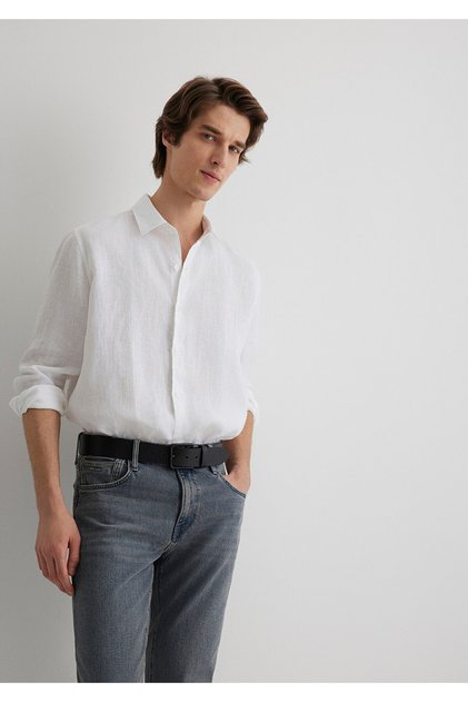 White Linen Shirt Regular Fit / Normal Cut 0210492-620