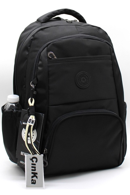 Unisex Waterproof Satin Fabric Black Color Backpack Middle School High School and School Bag / 2000