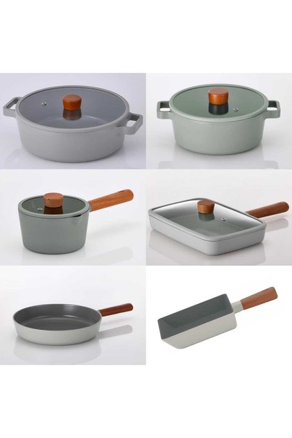Fika 10 Piece Aluminum Cast Glass Pot Pan Set with Lid