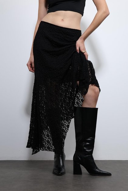 Black Lace Midi Skirt