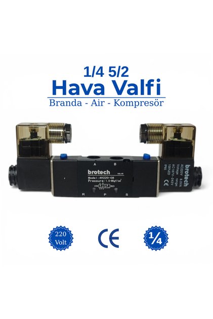 1/4 5/2 Çift Bobin Pnömatik Selenoid Valf | Araç Air Valfi | Tır Branda Valfi 220v