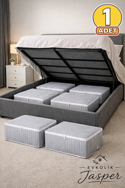 UR コンプリートセット JASPER Antrasit 10 Adet Çizgili Büyük Boy Baza Altı Ve Çekyat Hurç