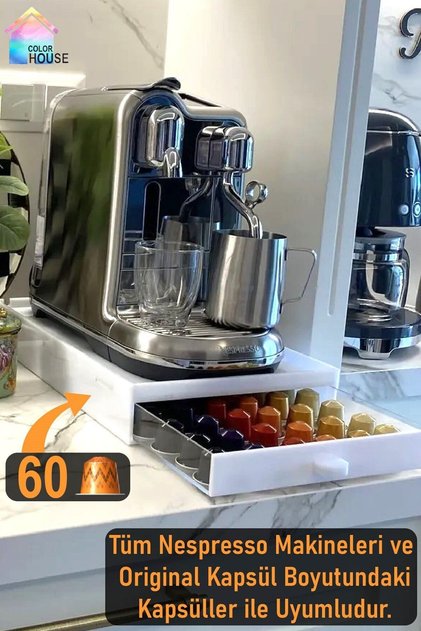Capsule Coffee Stand 60 Pieces Capacity Capsule Organizer Stand Organizer (White)