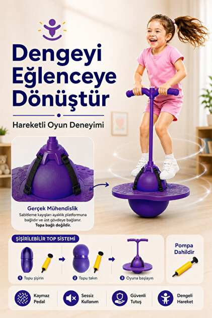 indirimsevinci Zıp Zıp Top Çocuk Zıplama Oyuncağı Denge