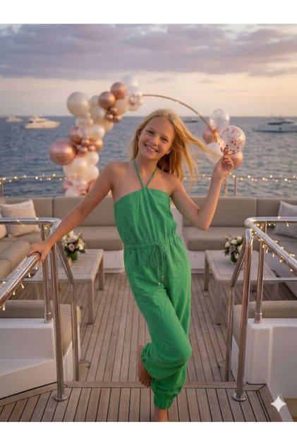 Girl's Green Overalls
