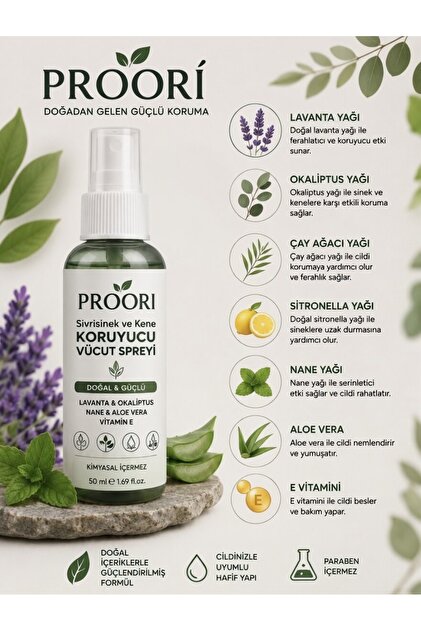 GENDY Green Veil Pro - %100 Bitkisel, 2 Yaş Üzeri için Sivrisinek