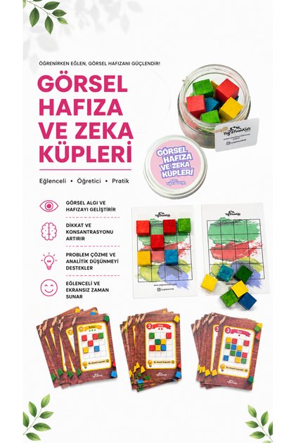 Visual Memory and Intelligence Cube Jar for Kids – Attention and Logic Game with Wooden Colorful Cubes