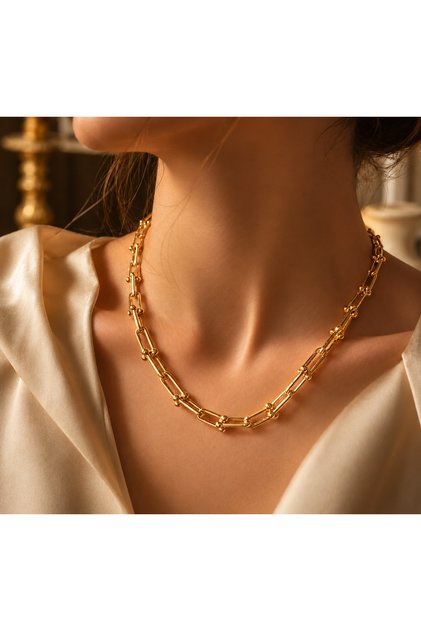 سلسلة ذهبية دائرية - ستانلس ستيل - 45 سم