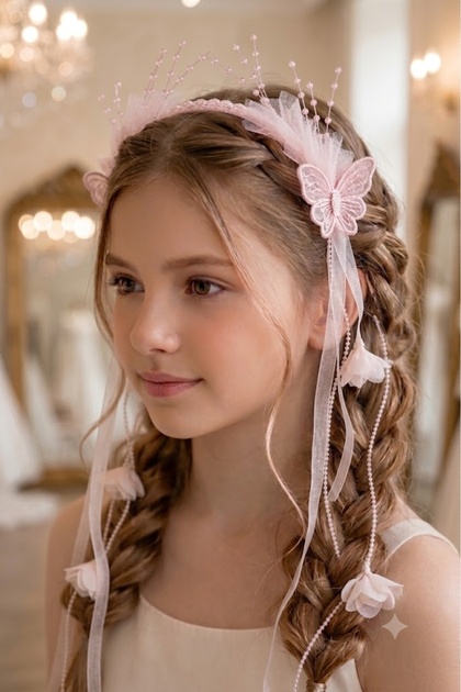 Elegant and Stylish Butterfly Pearl Beaded Hair Accessory Birthday/Wedding/Henna/Party/Homecoming Crown