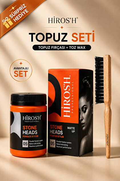 HİROS'H Profesyonel Topuz Fırçası Ve Saç Şekillendirici Toz Wax
