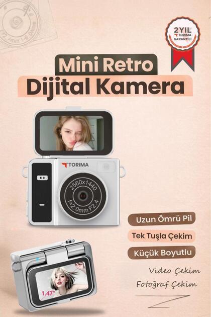 まみ　カメラ Torima Mini Dijital Kamera 2K Flip Ekranlı Selfie Video Vlog