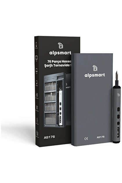 ALPSMART AS176 Hassas Şarjlı 76 Parça Tornavida Vidalama ve Delme