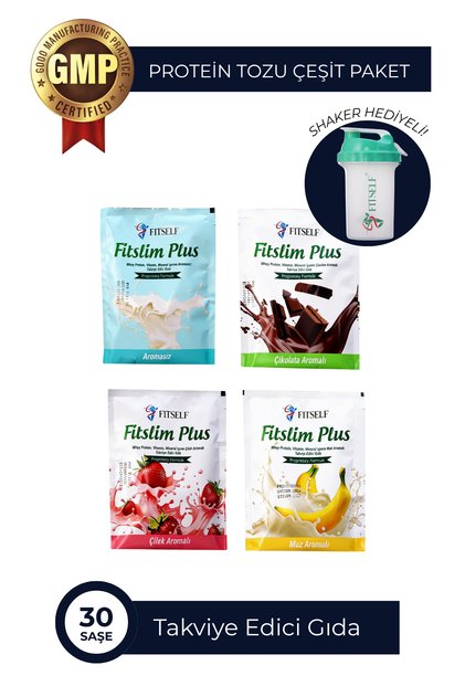 Fitslim Plus Protein Tozu Çeşit Paket (4 Saşe) + Shaker Hediyeli