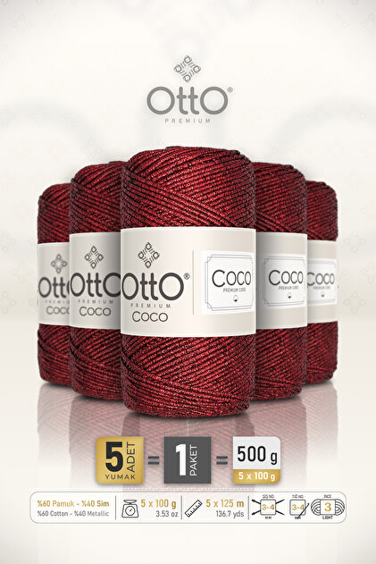 Otto Coco - Antrasit - 5'li Paket - 2mm/100gr/125m - Simli Pamuklu