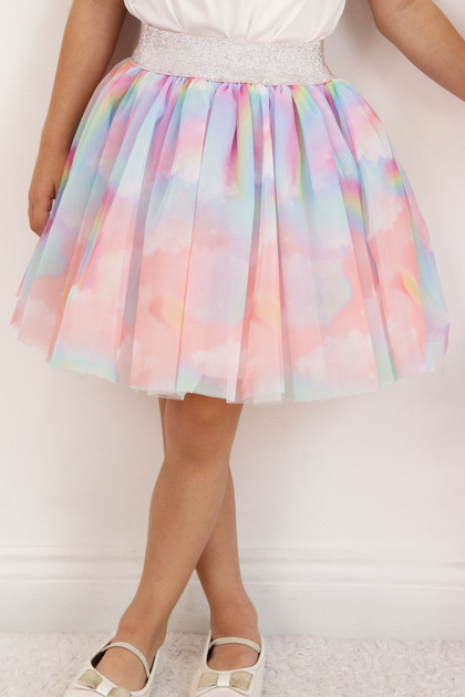 Girl's Tutu Skirt, Sky Themed, Rainbow Patterned, 5-9 Years Old, Mixed Colors