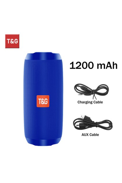 Blue Bluetooth Speaker T&G TG117 Portable TWS Sound Box Waterproof Loudspeaker Outdoor Stereo Surrou