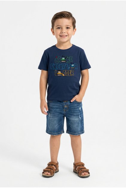 Boy's Construction Machinery Printed T-Shirt