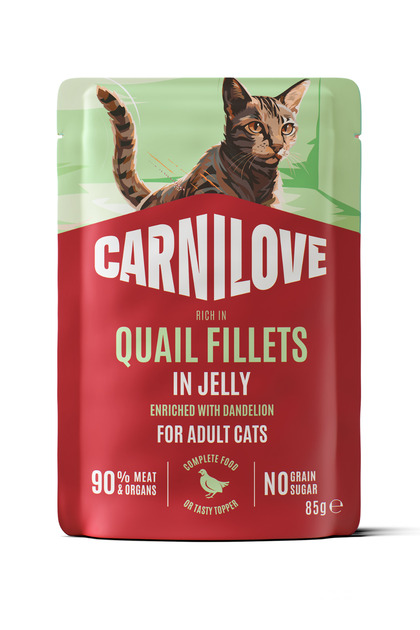 Hindili & Bıldırcınlı (Karahindibalı) Jöleli Yetişkin Kedi Pouch Yaş Mama 85 gr