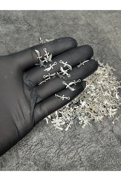 10 Adet Minimalist Küçük Zülfikar Kılıcı Tesbih Püskül Ucu Charm Ucu