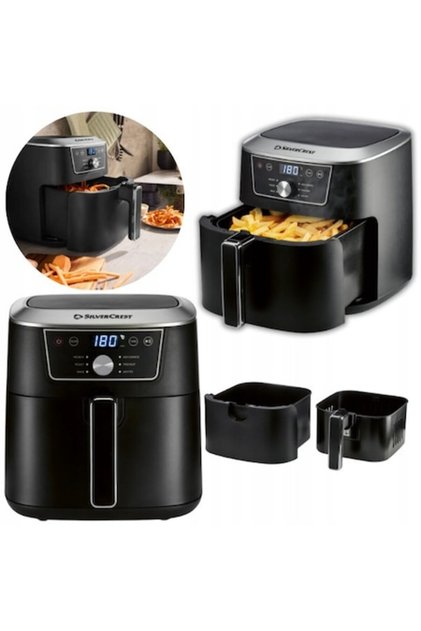 Friteuză cu aer cald SilverCrest, 6,7 l, 2150W, Negru, set cu 10 rețete