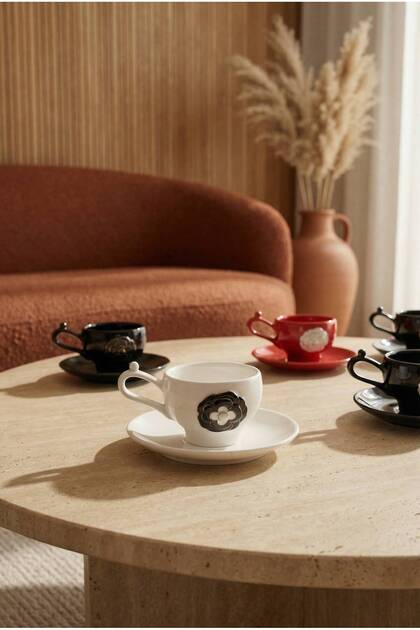 Diotima 6-Person Porcelain Coffee Cup Set - 100 ml