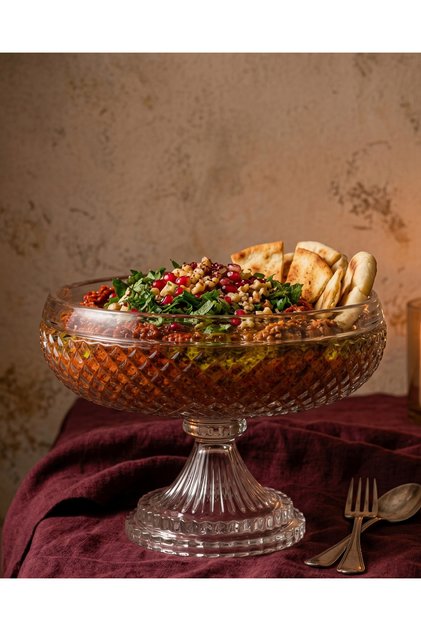 Crystal Decor Handcrafted Glass Presentation Bowl - Salad Bowl