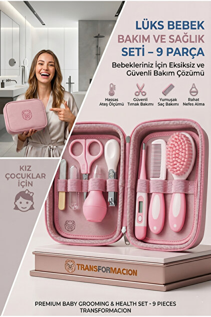 Transformacion PEMBE 9 Parça Bebek Bakım Seti, Yenidoğan Hediye
