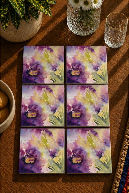 Abstract Design Modern Set of 6 Coasters - Uv Printing Mdf - 10X10 cm