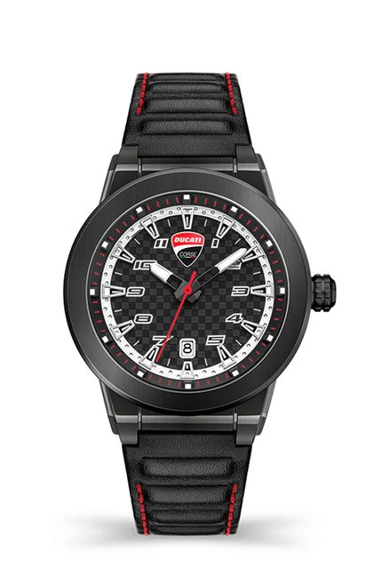 Campione Analog Leather Strap Watch DTWGB2019401 - 45 Mm - Black