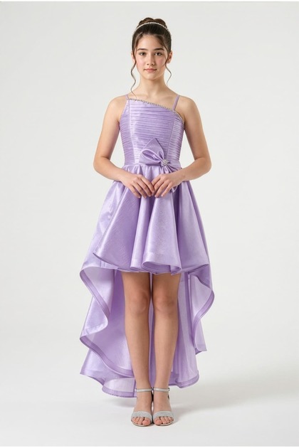 SIRRI Girl's Lilac Short Front Long Back Evening Dress | Stoned Strap Glittery | 10-15 Years Old Graduation- Trendyol SIRRI Girl's Lilac Short Front Long Back Evening Dress | Stoned Strap Glittery | 10-15 Years Old Graduation- Trendyol