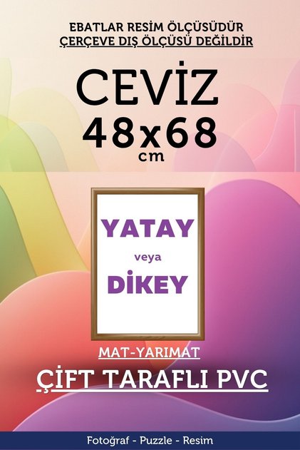 22mm-48x68 Cm Mat Pvc Li Camsız Fotoğraf 1000 Parça Puzzle Belge Çerçeve Yatay Dikey Asılabilme.