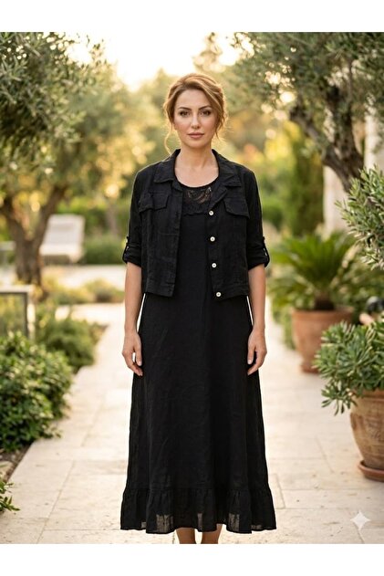 linen dress and jacket set Vintage Linen Dress & Jacket Set, Prairie Cottagecore Style