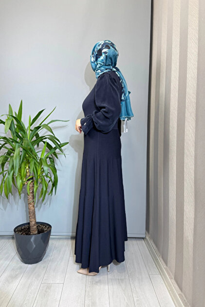 ダウズビトー MISS DALIDA Kolları Cupro Triko Elbise Lacivert T26Y-4016 - Fiyatı