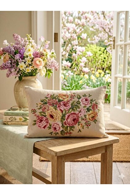 Peonia Flower Jacquard Woven Tapety Decorative Kirlent 35*50