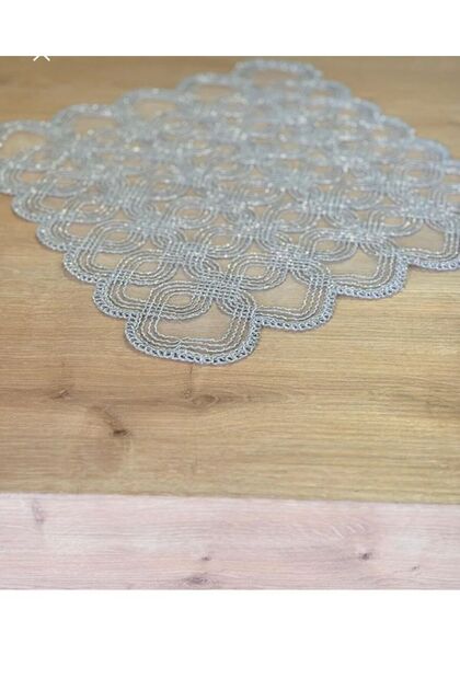 Masa Üzerine Peçete, Masa Örtüsü Peçete Fransız Dantel Detaylı Tek Runner Peçete Elit 36 x 36 cm 1 adet