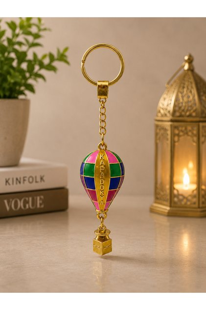Cappadocia Balloon Design Metal Keychain |   Stylish Keychain with Decorative Stones