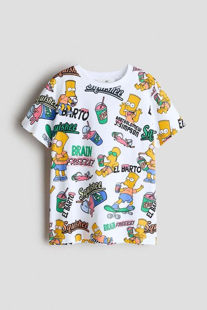 Print-motif cotton T-shirt