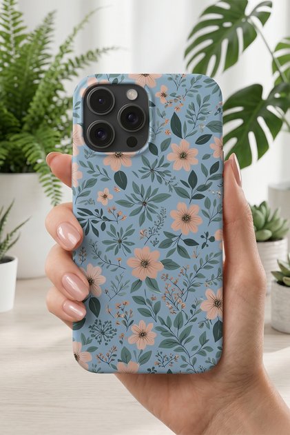 iPhone 15 Pro Max Compatible Launch Silicone Flower Pattern Shock Absorbing Case Blue