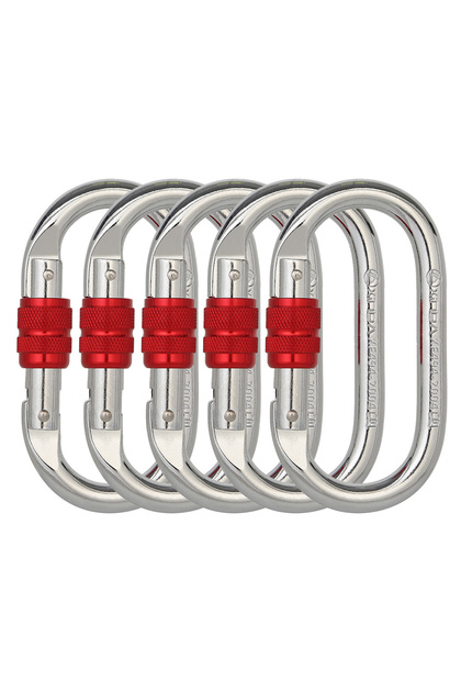 Silver-5PCS Xinda Climbing Carabiner Alloy Steel Clip Lock Screwgate O Shaped Multifunctional High S
