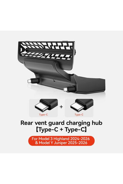 Type-C and Type-C YZ For Tesla Model Y Juniper Model 3 Highland Rear Air Vent 27W Quick Charger USB