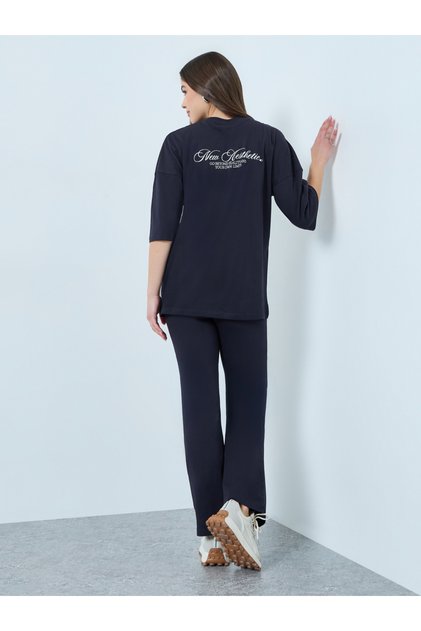 Printed Oversized T-Shirt and Wide Leg Leggings Co-Ords