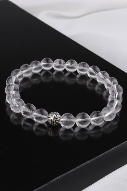 8 Mm Natural Stone Crystal Quartz Stone Bracelet (Clear Balance and Purification Stone)
