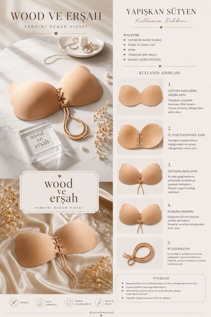 Wood Ve ErÅŸah Strapless Seamless Plumping Adhesive Silicone Butterfly Bra