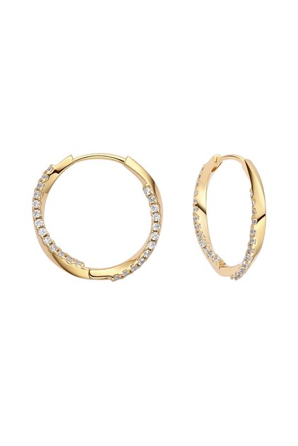 Cercei Argint Twisted Hoop Argint placat cu aur galben / Zircon / M