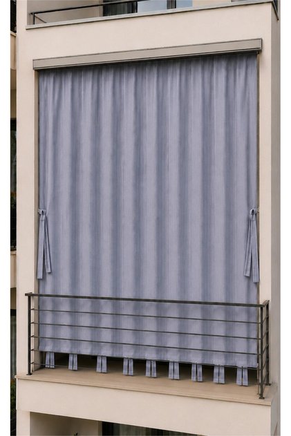 Water Resistant Cornice Balcony Curtain Modern Outdoor Background Curtain Gray